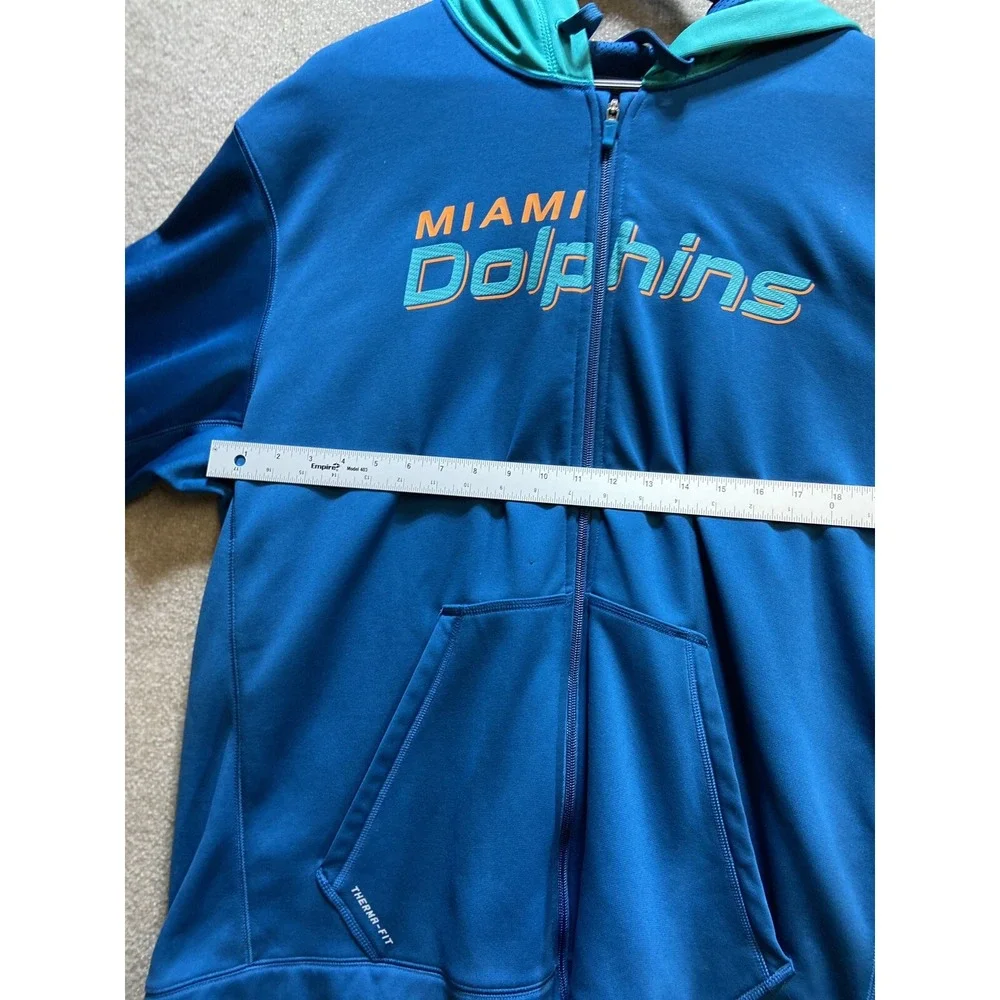 Nike Miami Dolphins Hoodie Mens 2XL Blue Green NFL Apparel Therma-Fit Zip Up